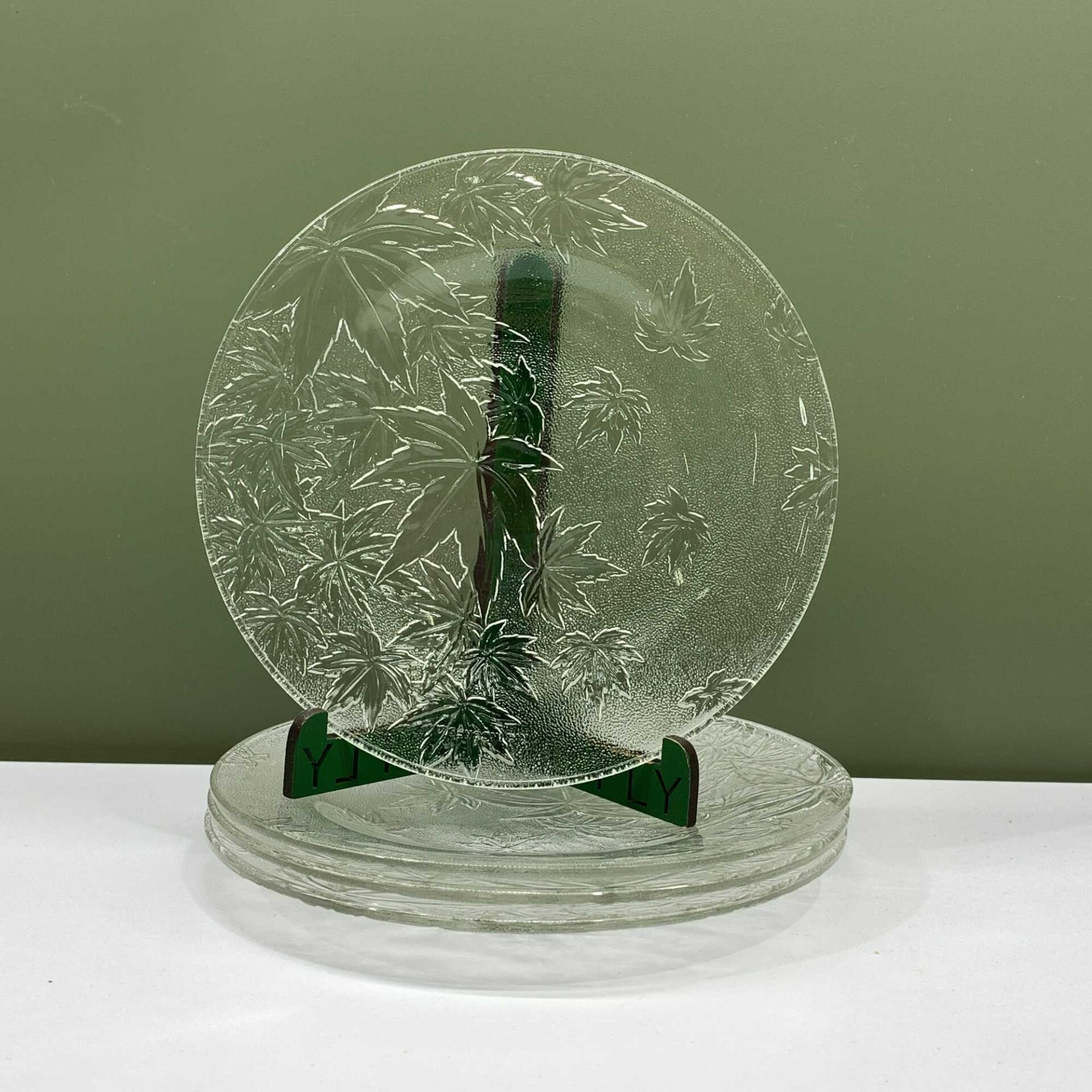 Glas Assietter 4st 18cm Löv Tallrikar