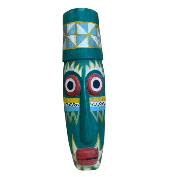 Afrikanska Mask Grön 51cm Väggmask Trä