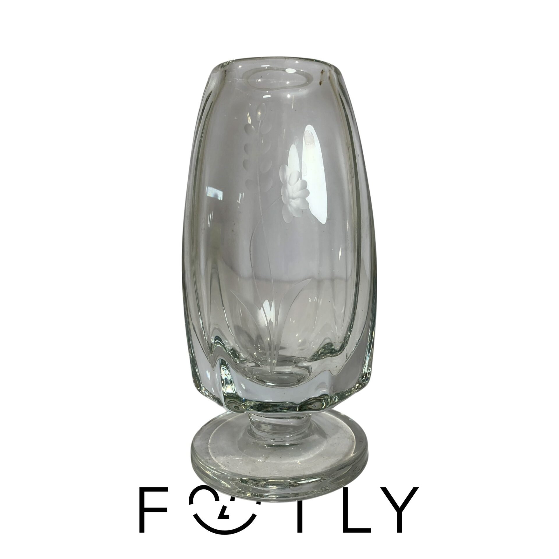 Glas Vas 18cm Vintage Blomma Etsad