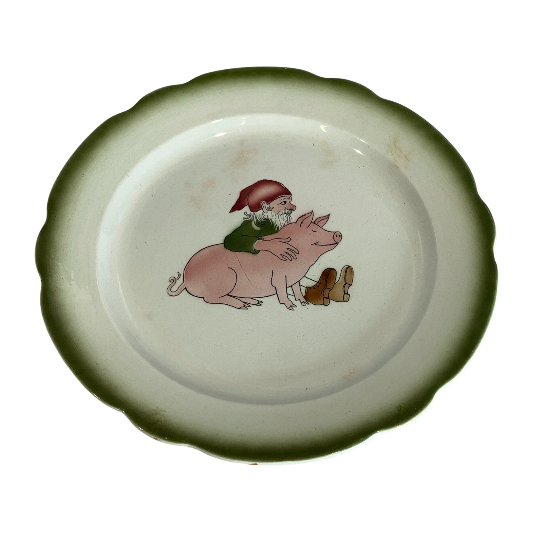 Gefle Porslinsfabrik Fat Jultomte Gris 30cm Retro Antik
