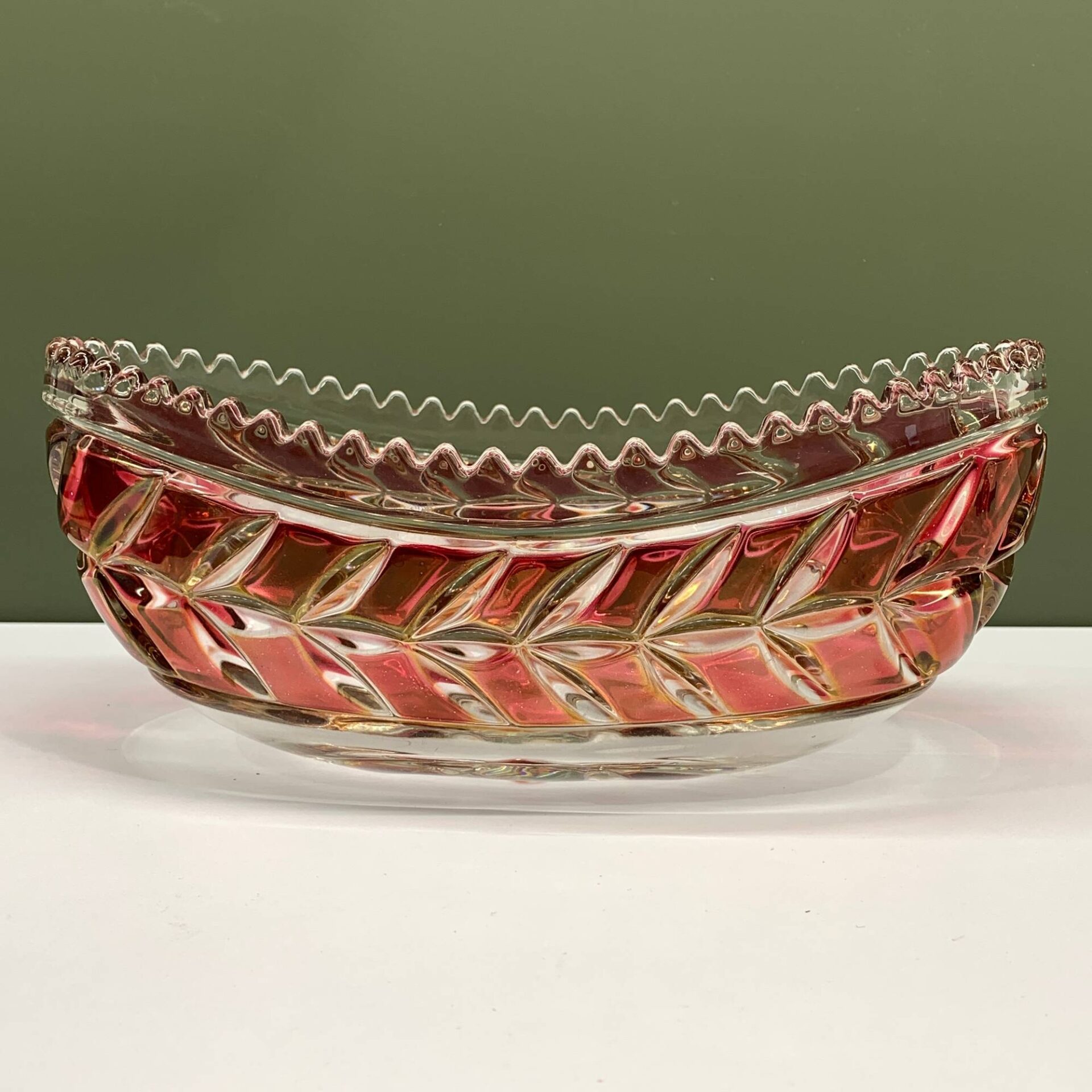 Skål Glas Rosa 26cm Pressglas