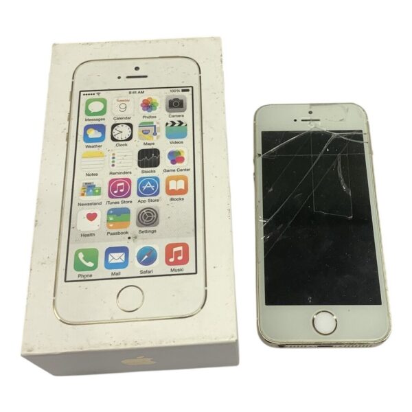 DEFEKT Apple iPhone SE 16GB Guld Smartphone Sprucken Skärm Med Box