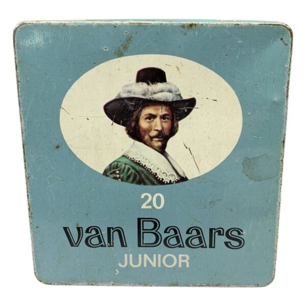 Van Baars Junior Plåtburk Cigarillos Retro Blå Metall Samlarburk