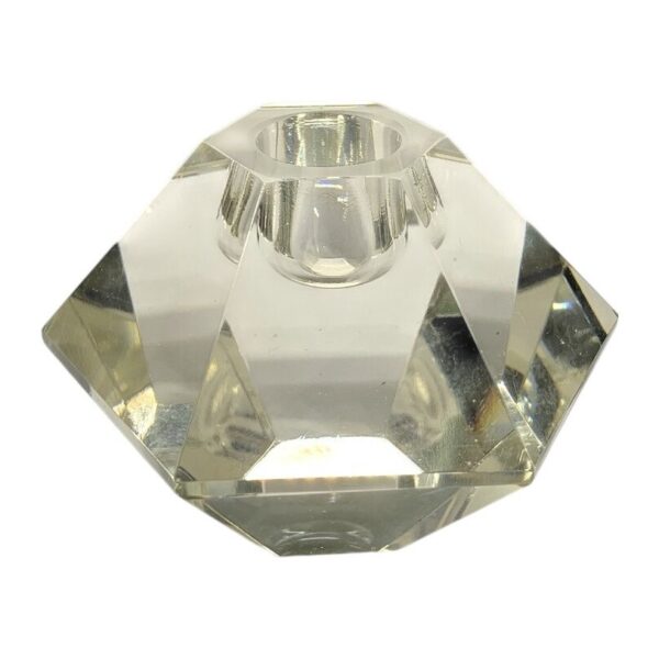 Ljusstake Kristall Facetterad Transparent Vintage Inredning Retro