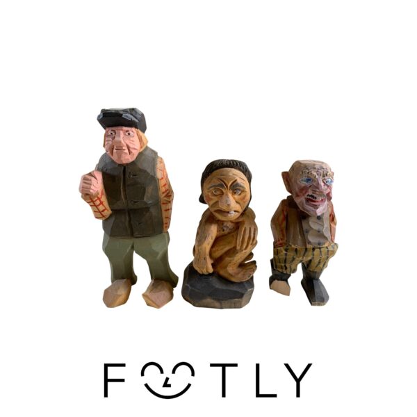 Trä Figurin 3st Träfigur Gubbe Troll Vintage