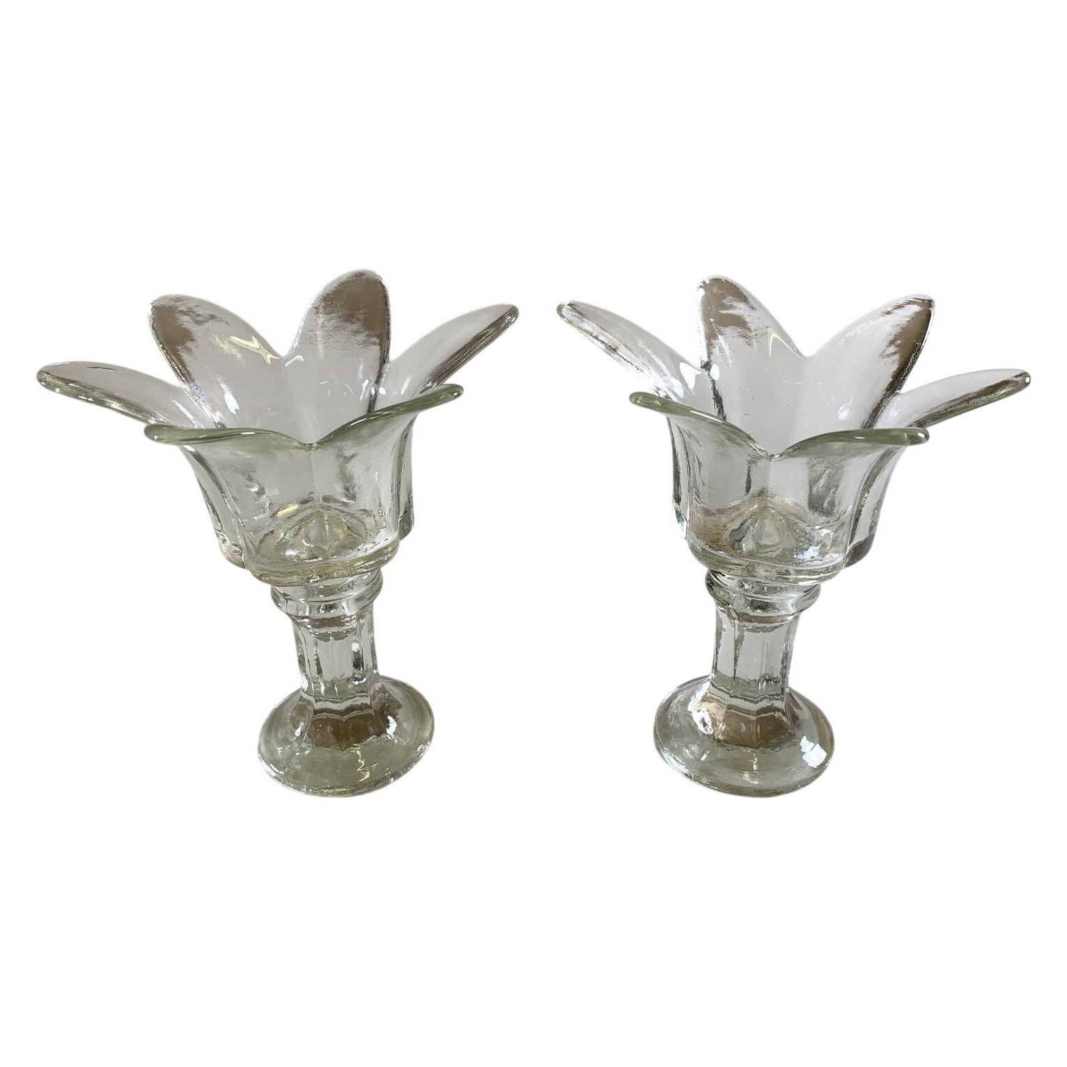 2 st Ljusstakar Glas Blomformade Transparent Dekorativa