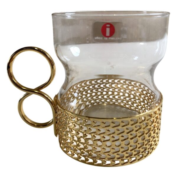 Iittala Tsaikka Glas Timo Sarpeneva Mugg Guldhandtag Guldfärgad Finland Retro