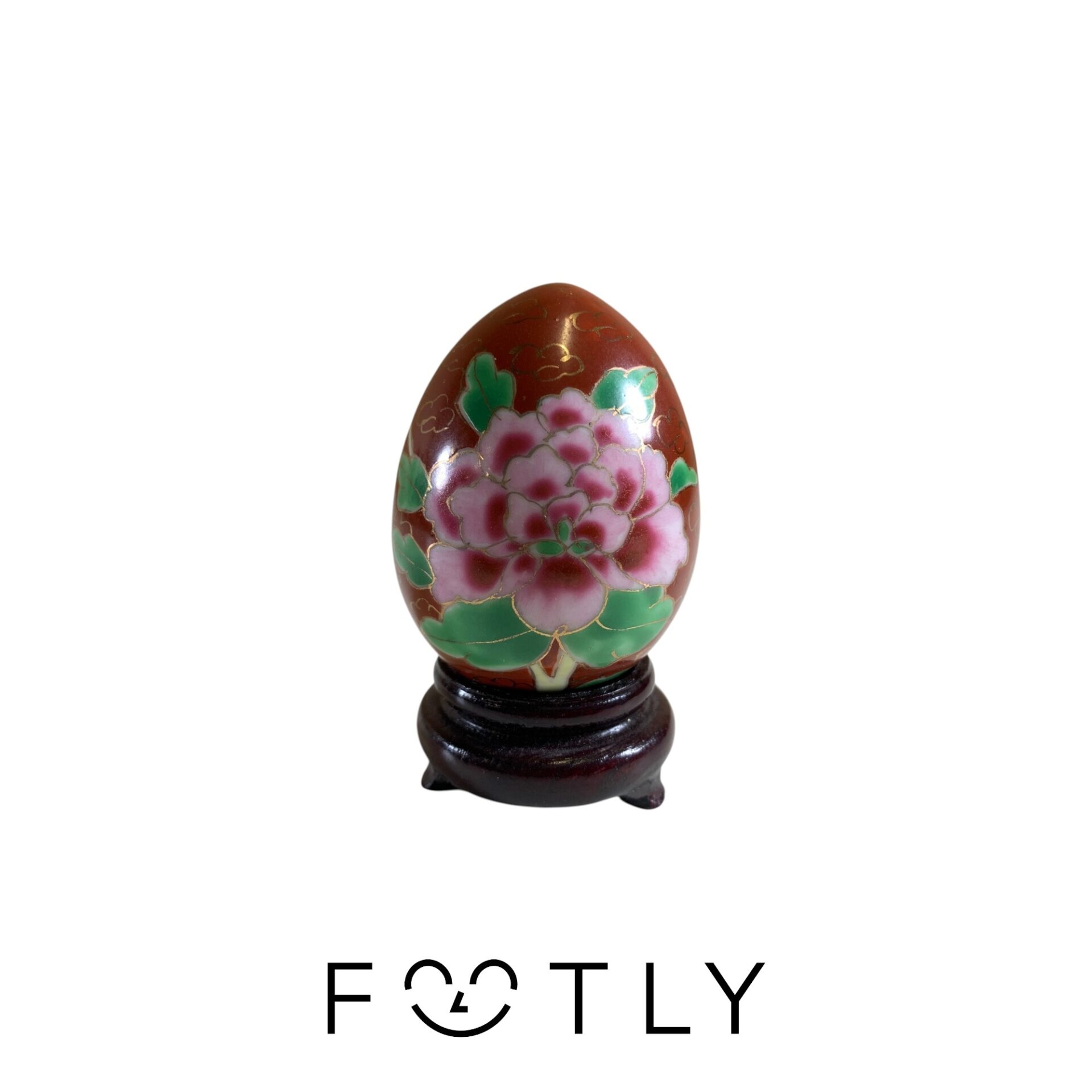 Cloisonneägg Cloisonne Ägg Porslin med Ställ Orientalisk Asiatisk Vintage
