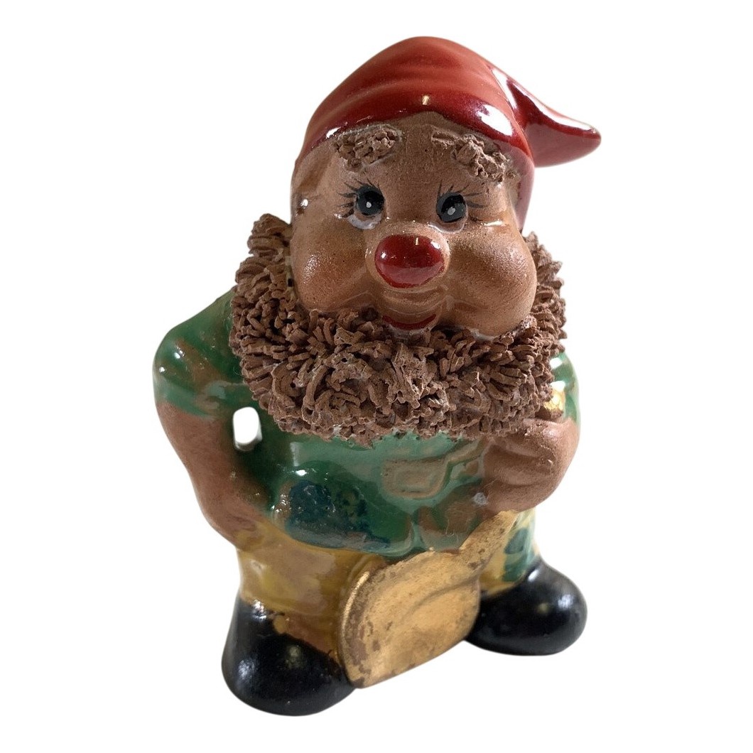Tomtefigur Keramik Röd Grön Gul Skägg Dekoration Retro