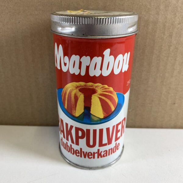 Marabou Bakpulver Dubbelfverkande Plåtburk Retro Röd Vit
