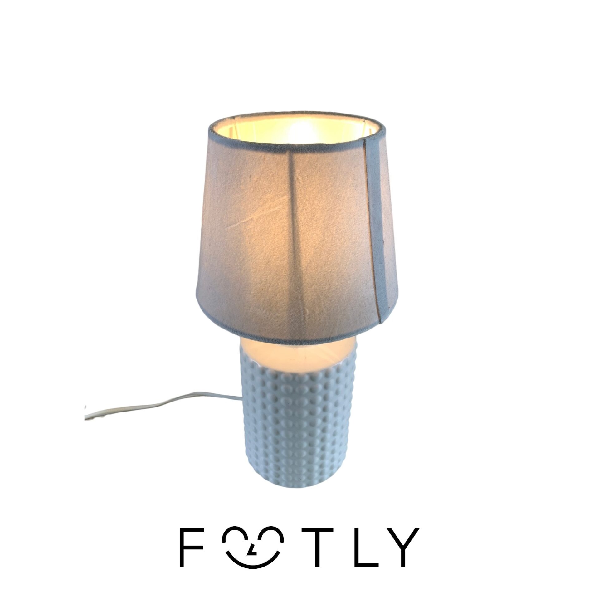 Rusta Bordslampa Lampa E14 Skärm Tyg Grå Tygskärm 37cm