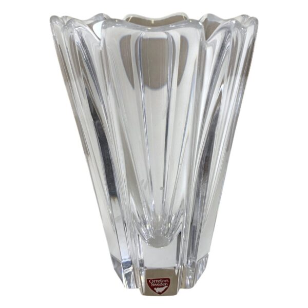 Orrefors Corona Vas Signerad Lars Hellsten Kristall Klar Glas Skulptural Design