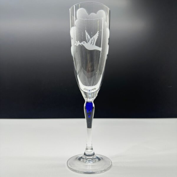 Kristall Champagneglas Flöjtmodell Venise Saphir Cristal D'Arques Graverade L.K