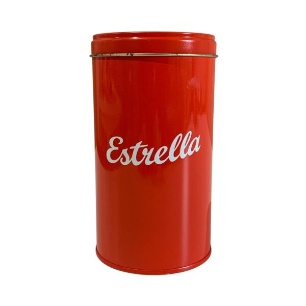 Estrella Plåtburk Röd Retro Förvaring Metall Lock Samlarobjekt Vintage