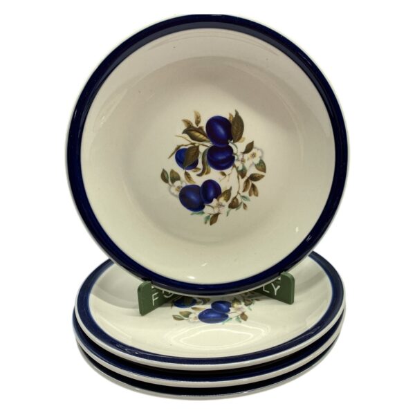 Assietter 4 st Porslin Blå Plommon Blommor Vit Retro Dekor