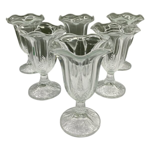 Glasskålar 6 st Dessertskålar Fot Klar Pressglas Retro Servering