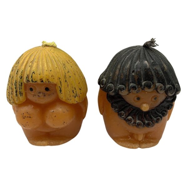 2 st Ljus Figurer Eva & Adam Svart Retro Nakna