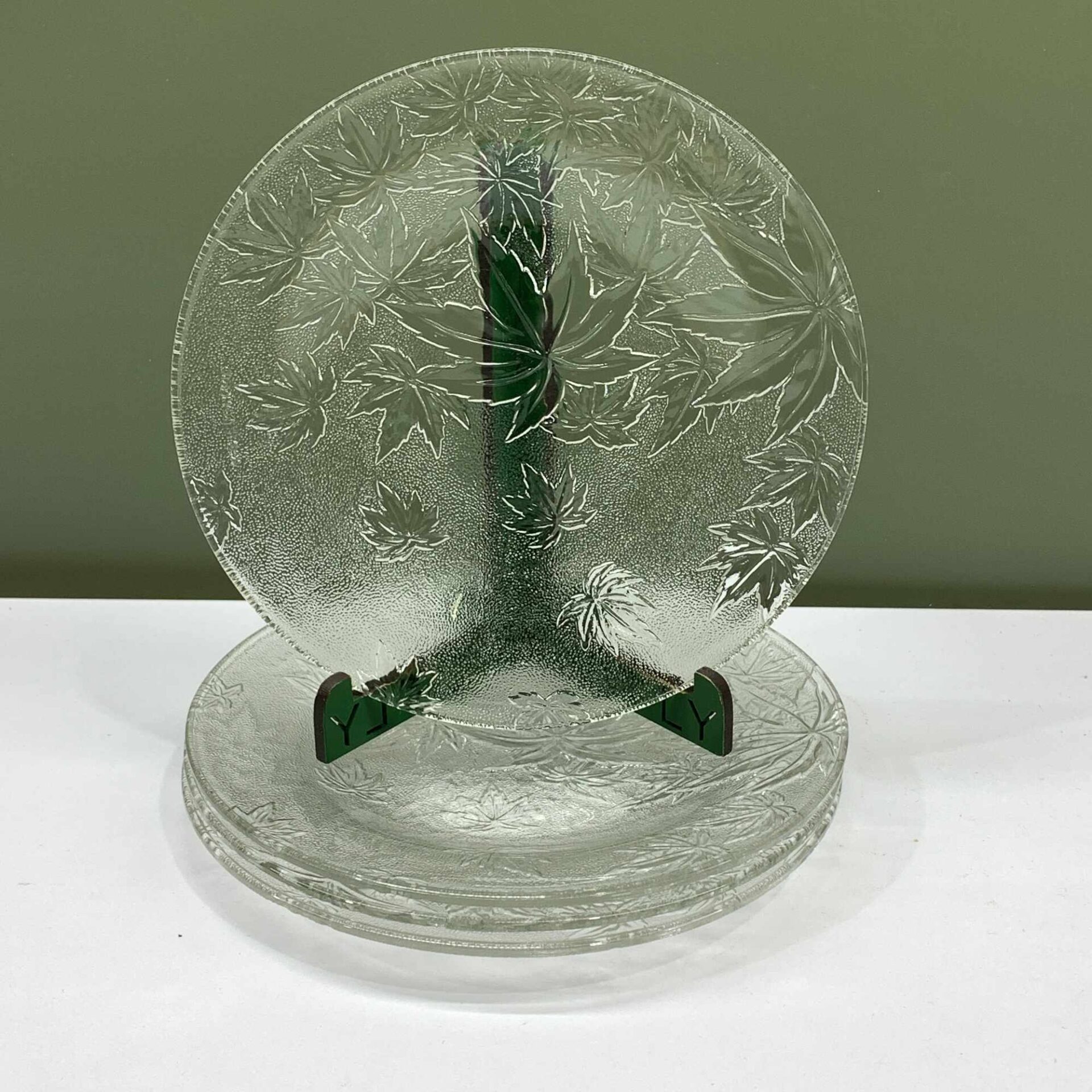 Glas Assietter 4st 18cm Löv Tallrikar