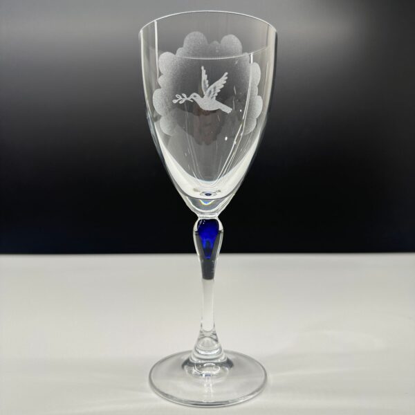 Kristall Vinglas Vitvin Venise Saphir Cristal D'Arques France Graverade L.K