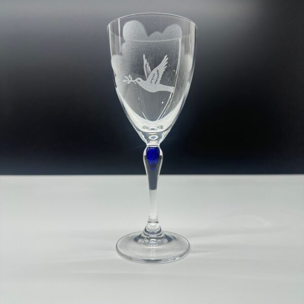 Kristall Vinglas Vitvin Venise Saphir Cristal D'Arques France Graverade L.K
