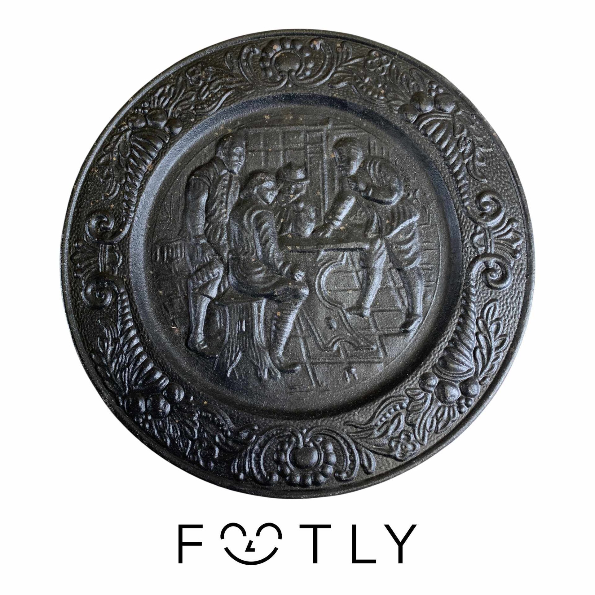 Väggrelief Tavla Krogscen Motiv Gjutjärn Relief Vintage