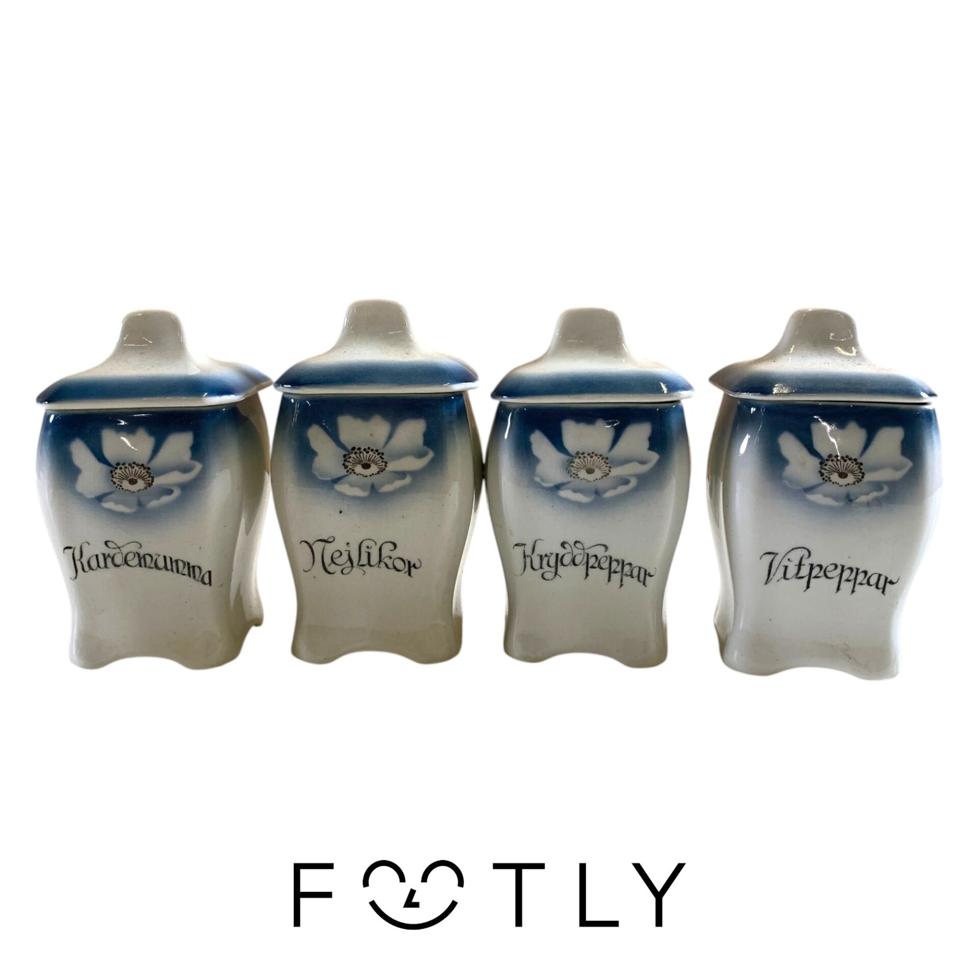 Gefle Kryddburkar 4st Kardemumma Nejlikor Kryddpeppar Vitpeppar Vintage
