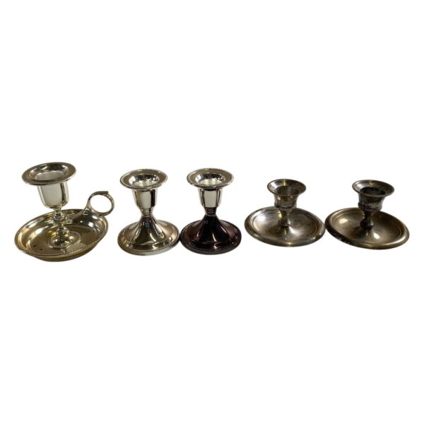 5 st Ljusstakar Silverpläterade Metall Blandade Modeller England Retro