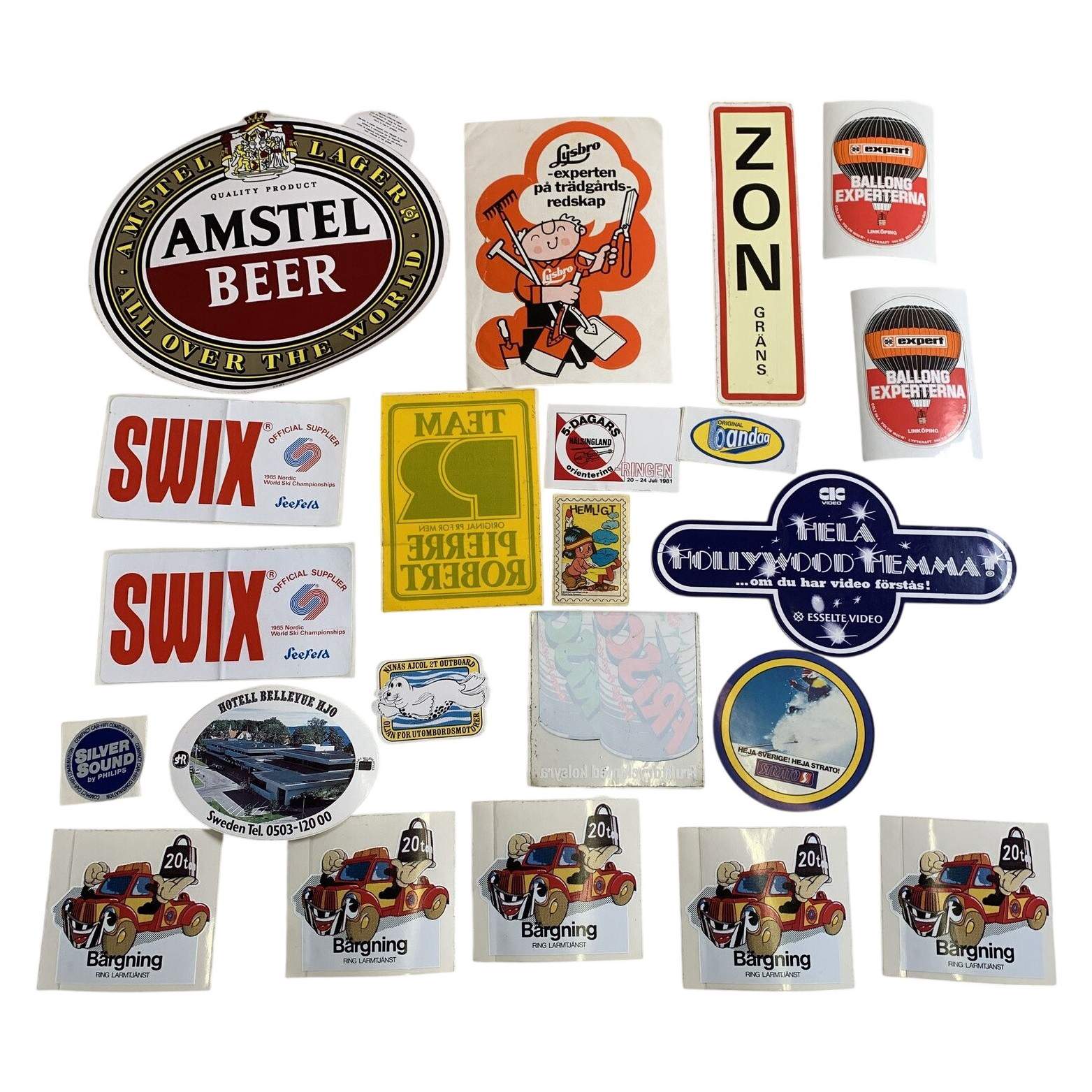 Parti ca 20 st Klistermärken Retro Reklam SWIX Amstel Beer Zon Bärgning