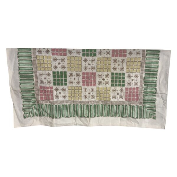 Duk Retro Mönster Grön Rosa Gul Bomull Fläck Vintage Inredning