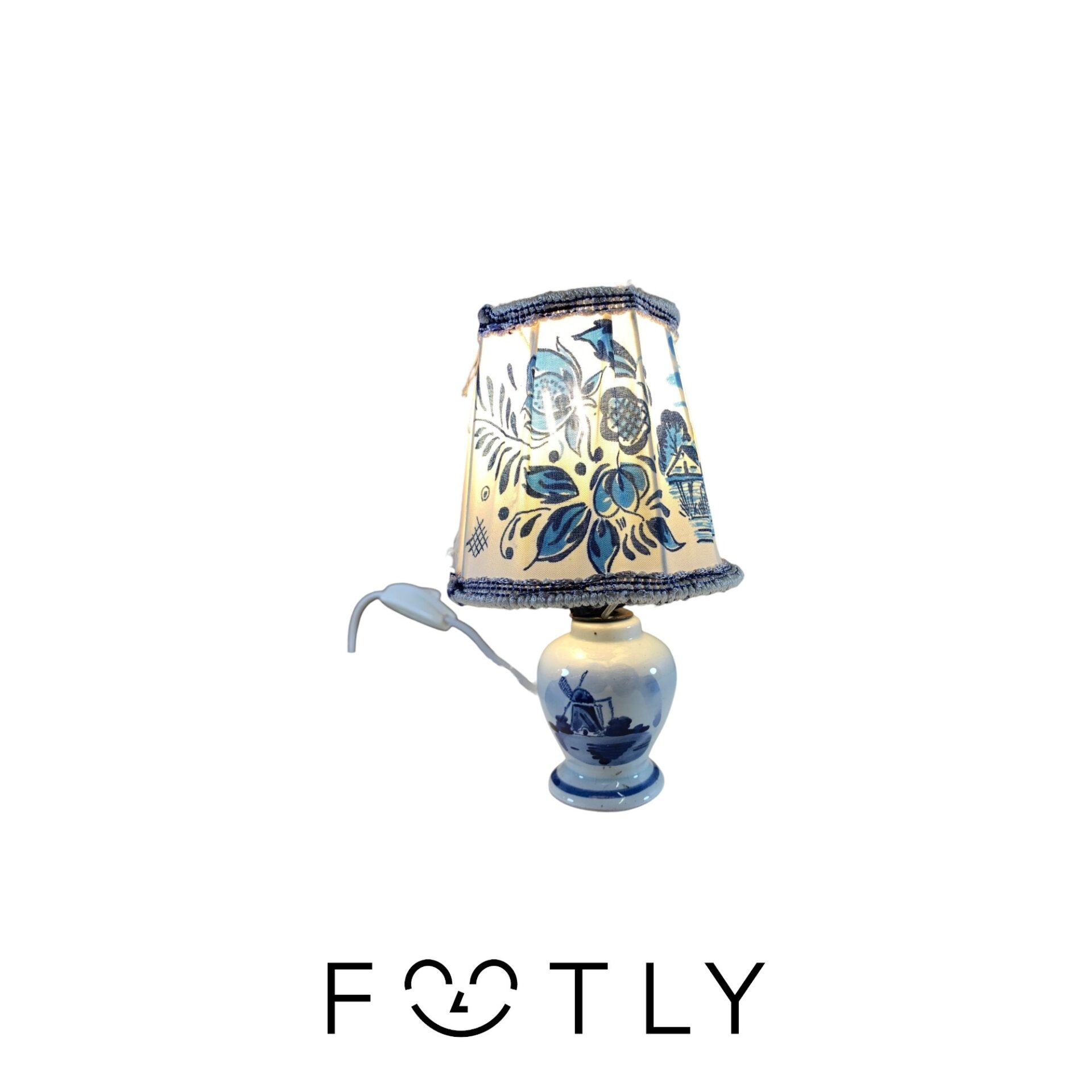 Delfts Blauw Design Liten Bordslampa Lampa E14 Vintage