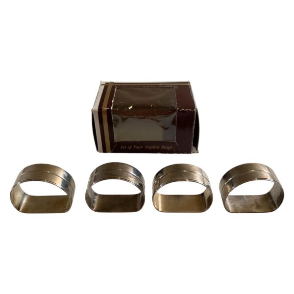 4 st Servettringar Metall Silverfärgade Retro Dukning