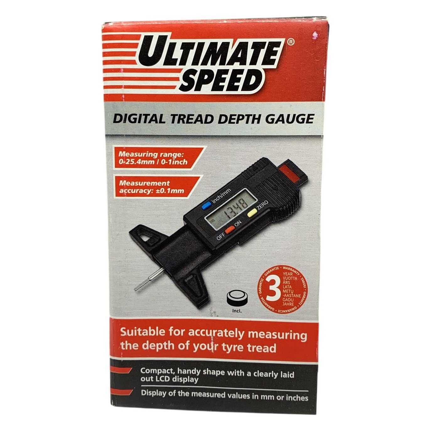 Ultimate Speed Digital Profildjupmätare LCD 0-25 4mm Skjutmått för bildäck