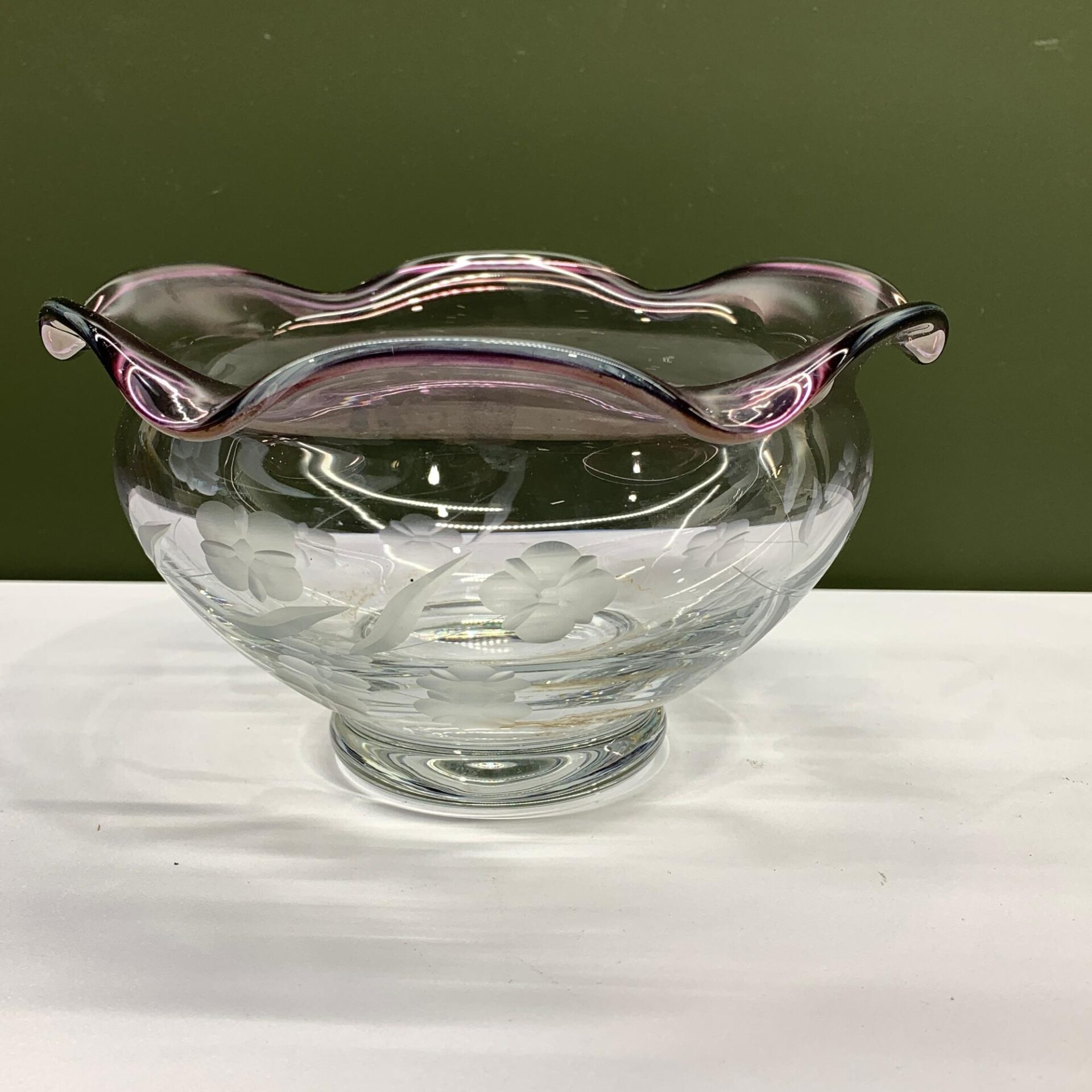 Lenox Skål Lila Etsade Blommor 18cm Glasskål