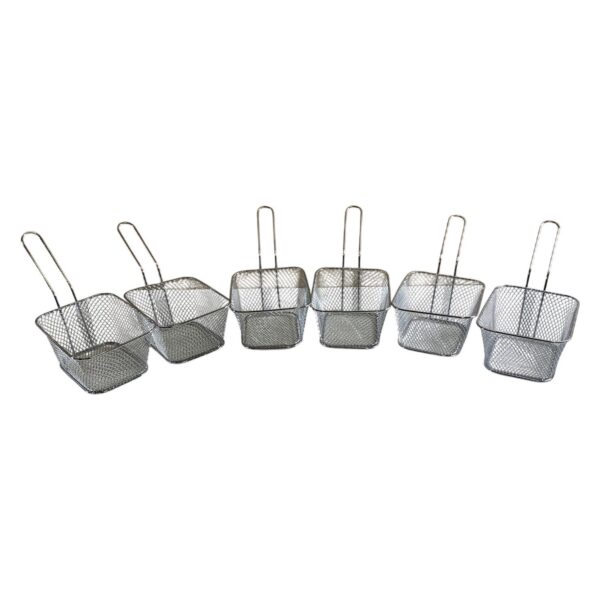 6 st Mini Fritöskorgar Metall Silver Servering Pommes Frites Korg