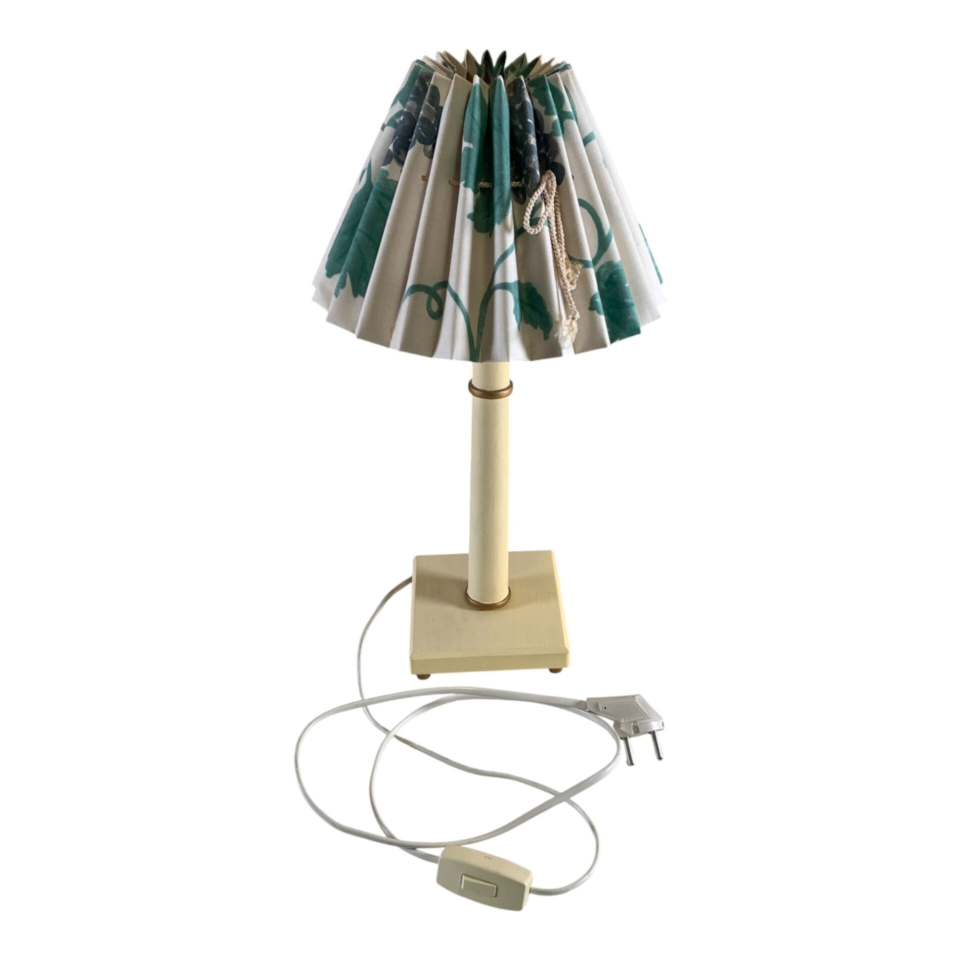 Bordslampa Lampa E14 Skärm Tyg Tygskärm Vintage Retro Design
