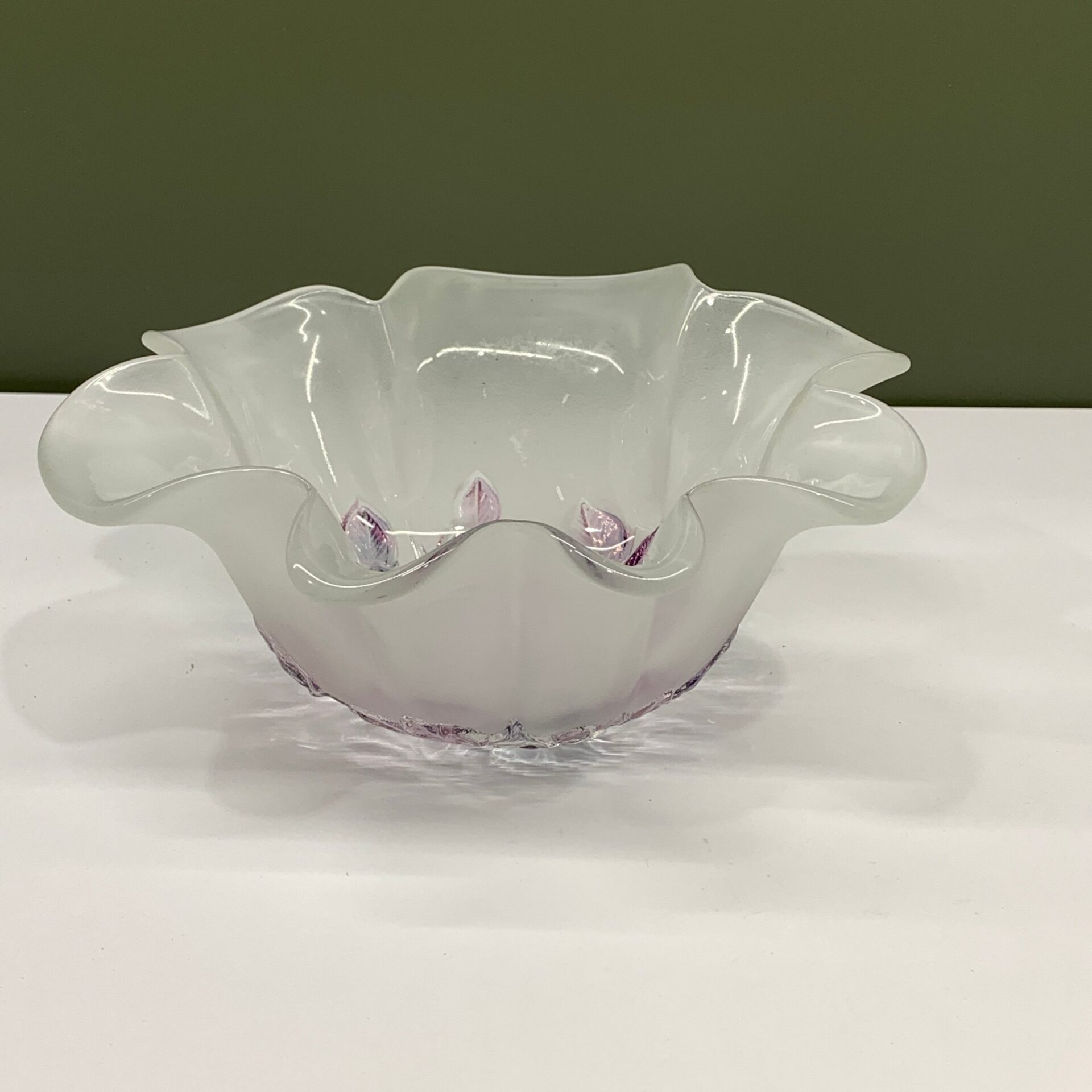 Glasskål Lila Frostat Glas 20cm