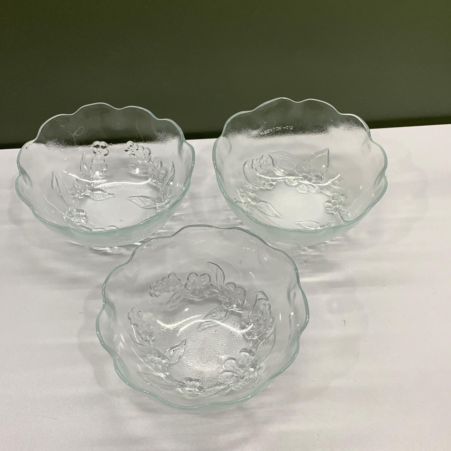 Skålar 3 st Glas Blommor 12cm Glasskålar