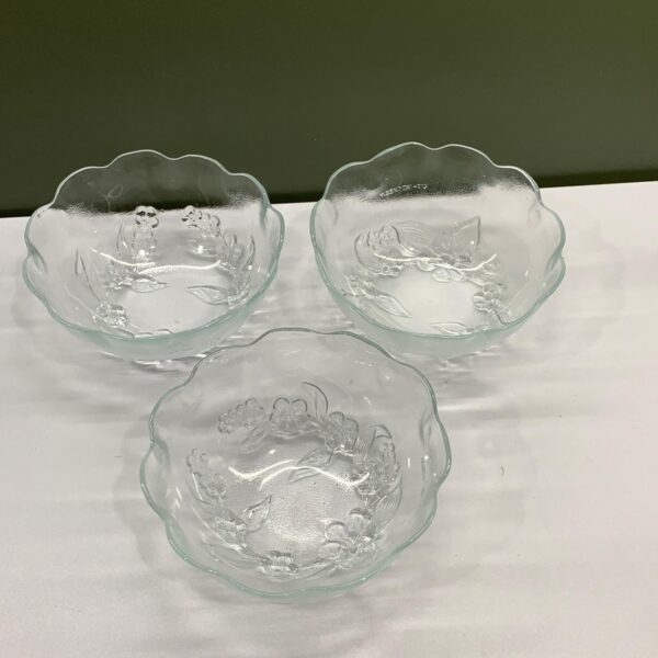 Skålar 3 st Glas Blommor 12cm Glasskålar