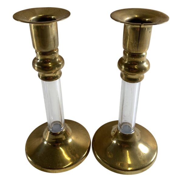 Ljusstakar 2 st Mässing Glas Vintage Stearinljus Guld Färgade