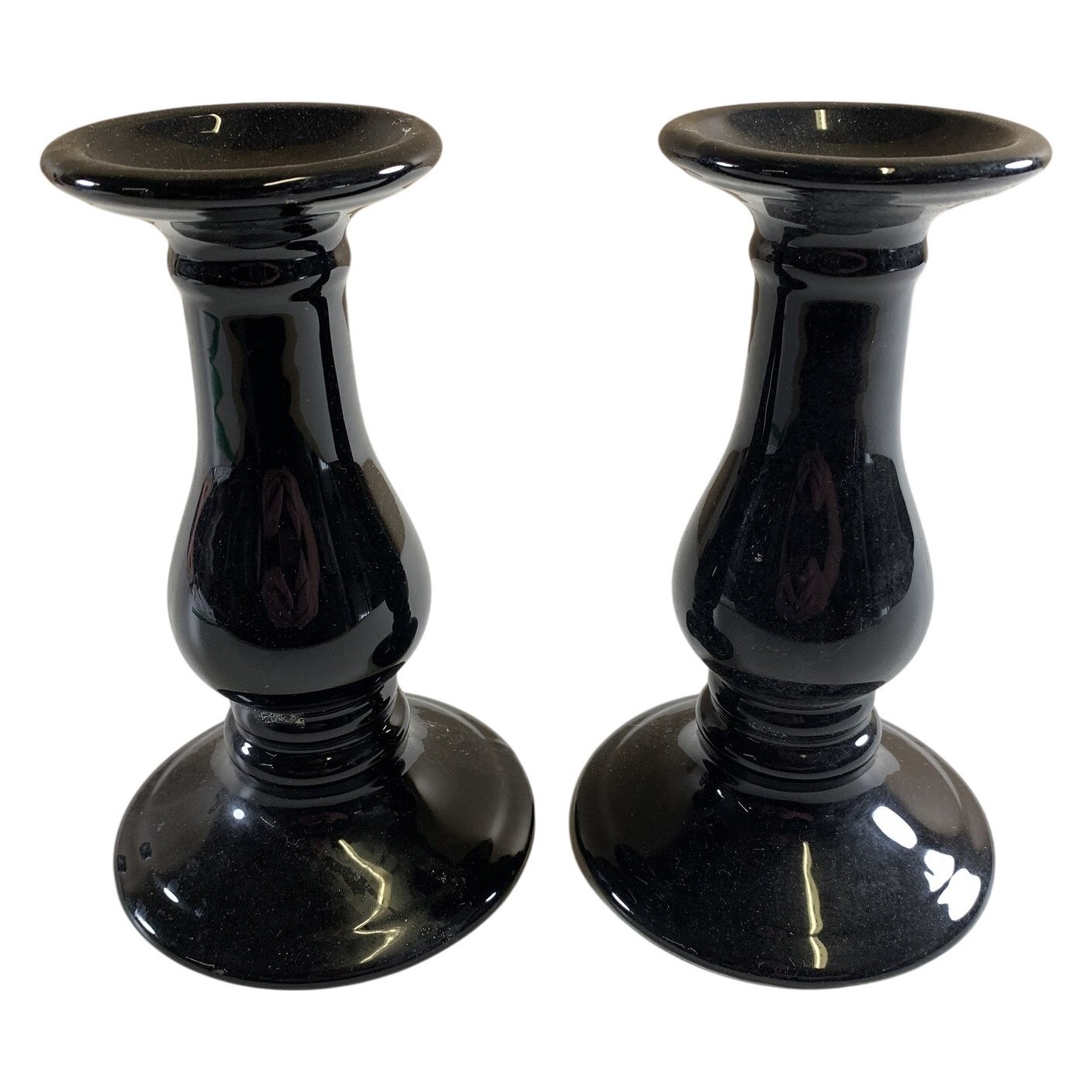 Ljusstakar 2 st Svart Glas Klassisk Design Porslin