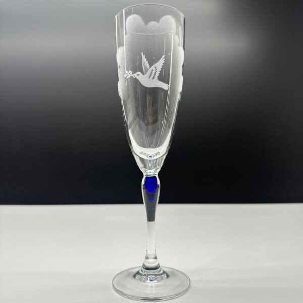 Kristall Champagneglas Flöjtmodell Venise Saphir Cristal D'Arques Graverade L.K