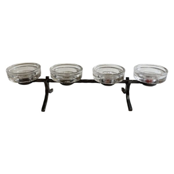 Ljusstake Fyrarmad med Glas Metall Retro Design Smide