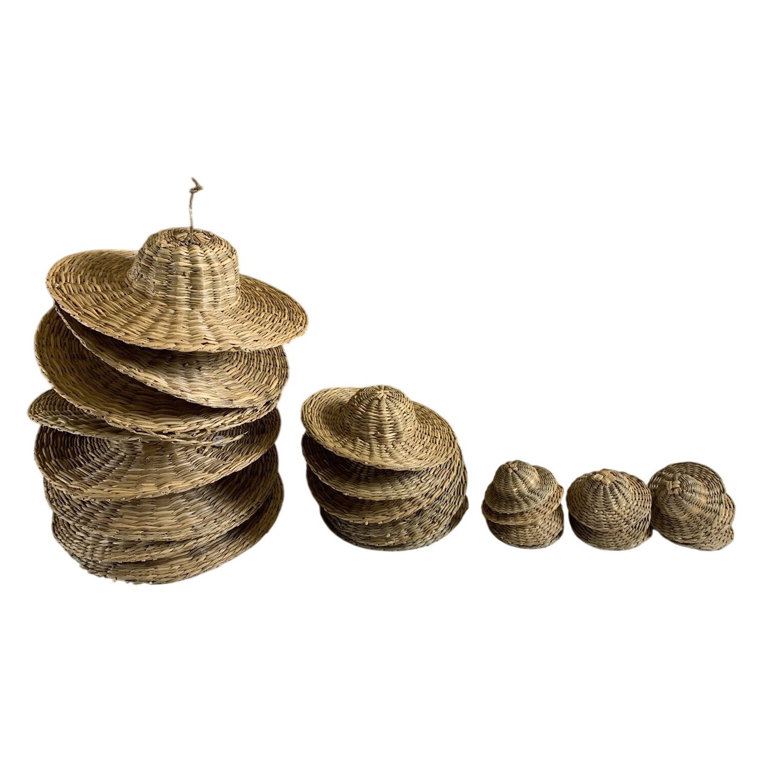 Minihattar 15 st Flätade Halm Naturfärgade Dekoration Dockhattar Pyssel