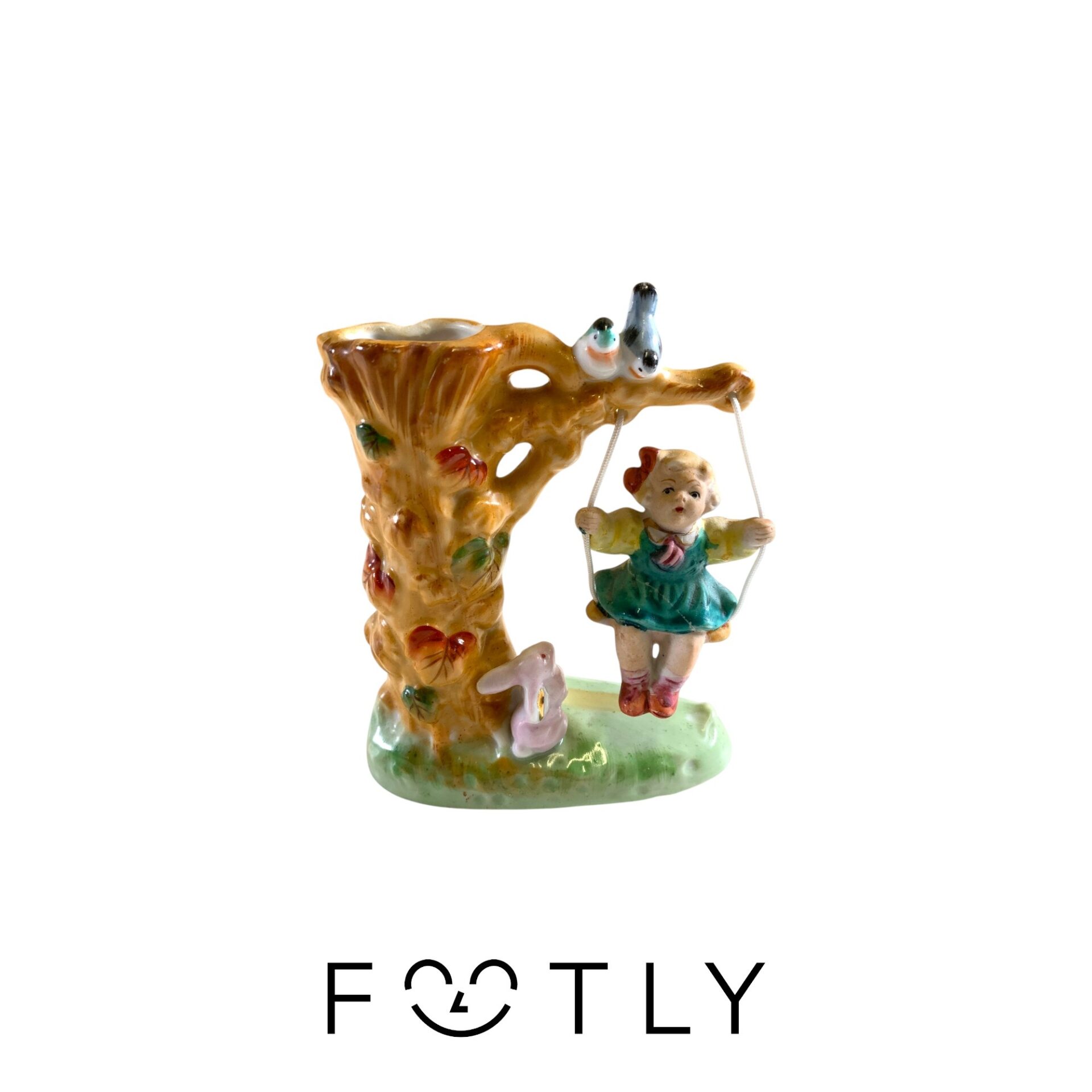Figurin Flicka på en gunga Vas Design Import Vintage