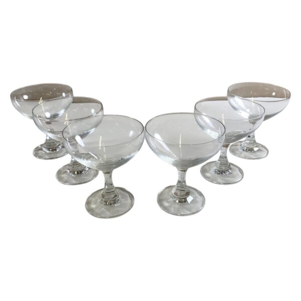 6 st Champagnekupor Glas Klar Facetterad Fot Retro Fest Vintage Retro