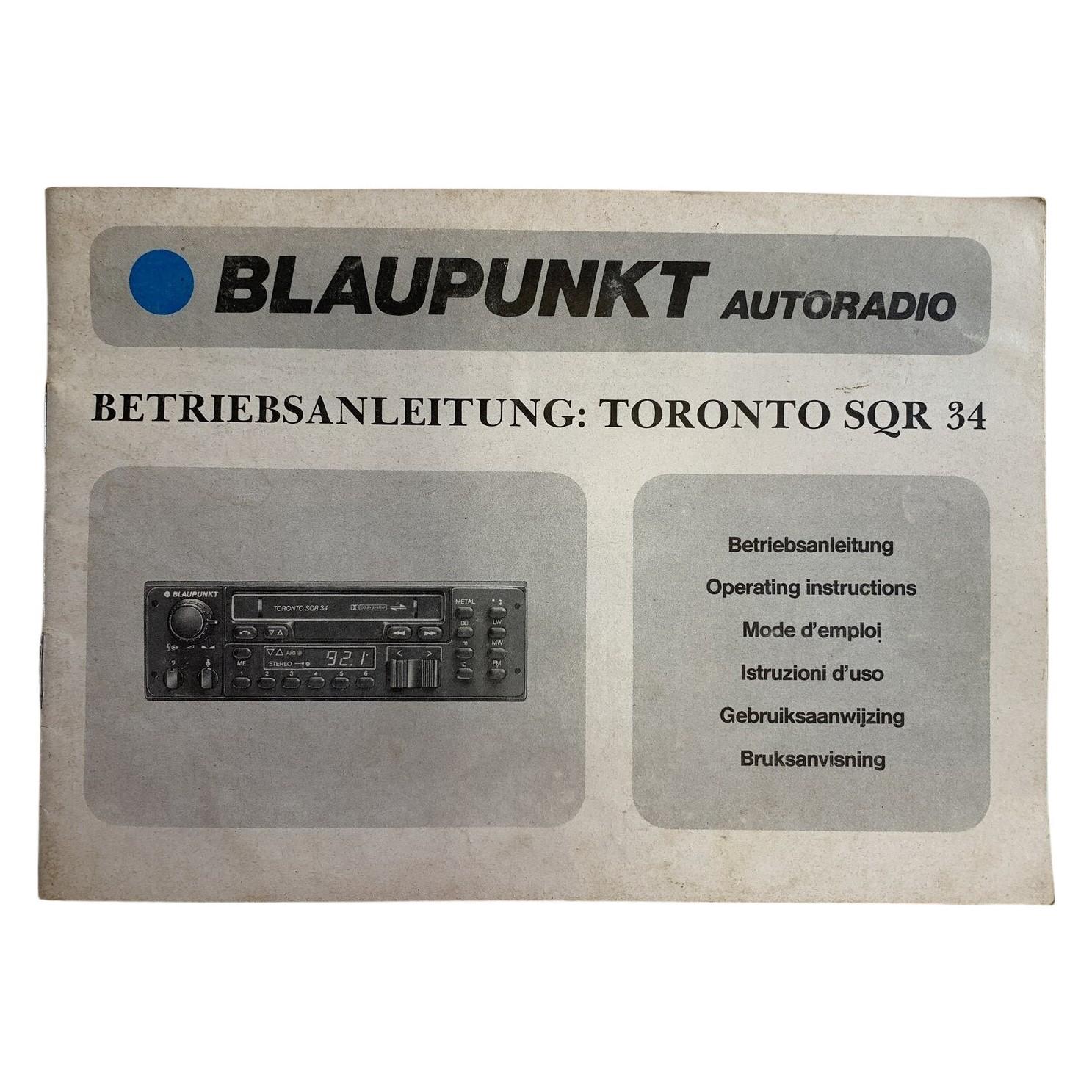 Blaupunkt Toronto SQR 34 Manual Bruksanvisning Bilradio Kassettspelare