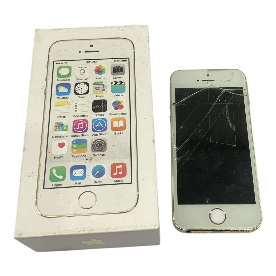 DEFEKT Apple iPhone SE 16GB Guld Smartphone Sprucken Skärm Originalkartong