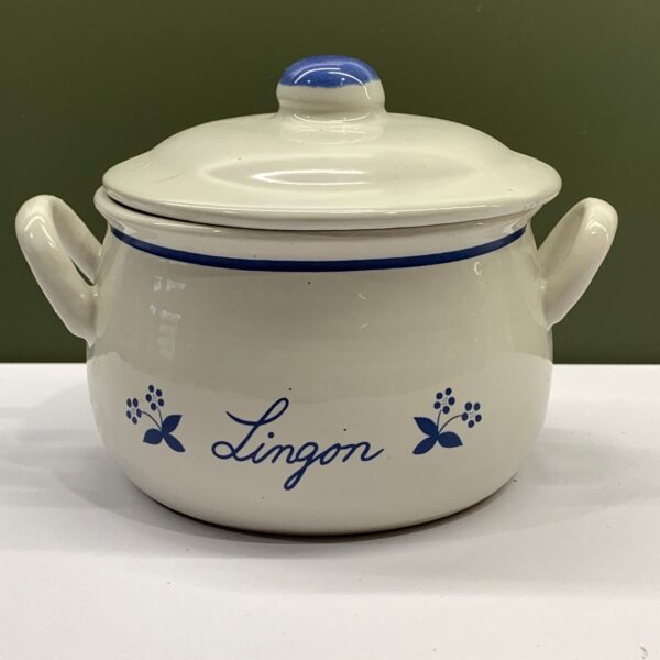 Lingon Burk Vit Blå Vintage