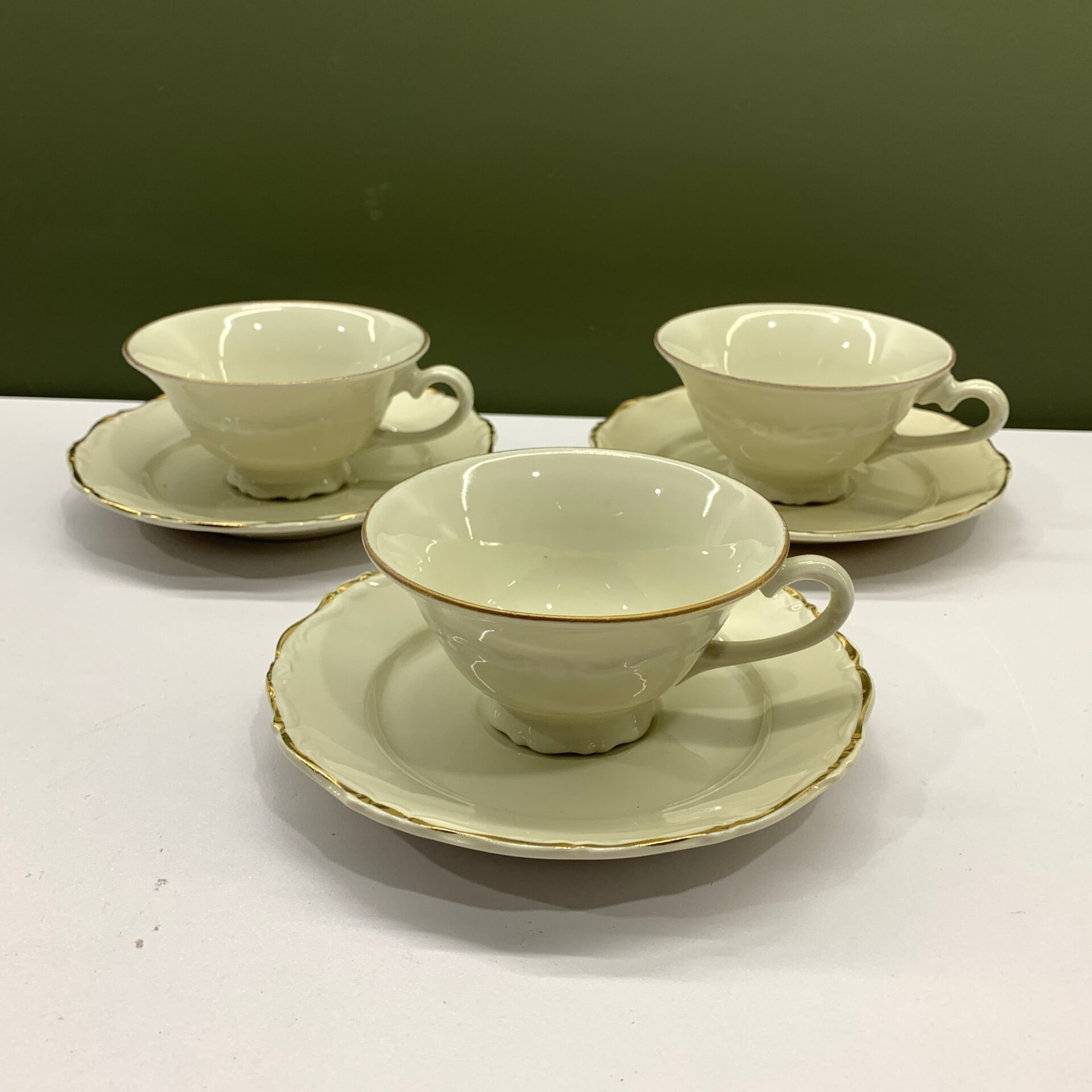 Koppar 3-delar Beige Guldkant