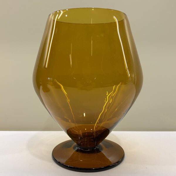 Glas på Fot Kupa Brun Glas Glaskupa Retro 20cm Vintage
